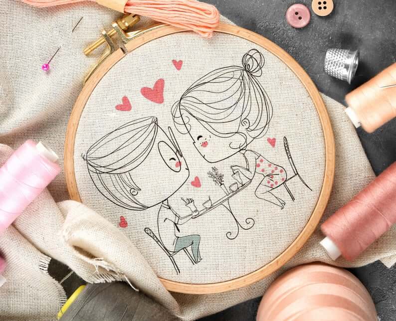 hand etsy - 18 Romantische borduurpatronen voor valentijnsdag 2021
