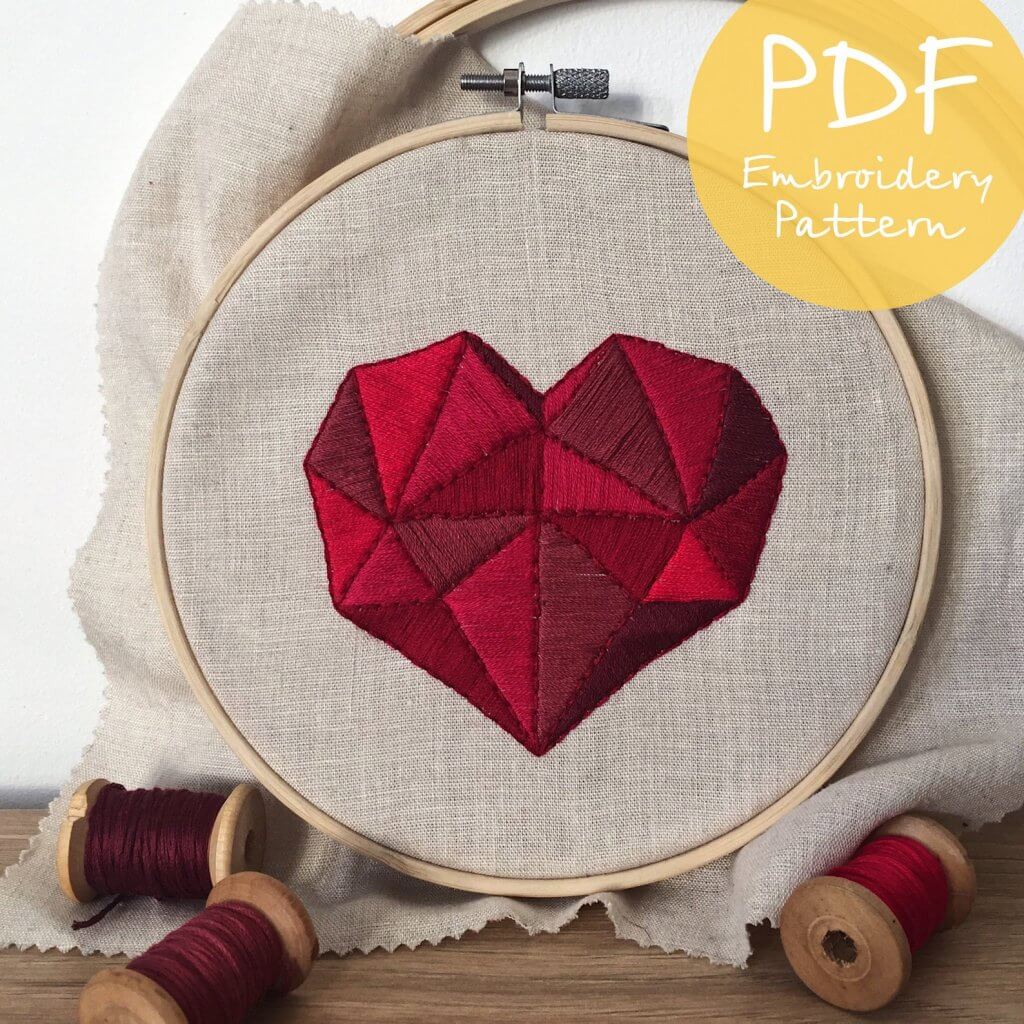 polygon heart 1024x1024 - 18 Romantische borduurpatronen voor valentijnsdag 2021